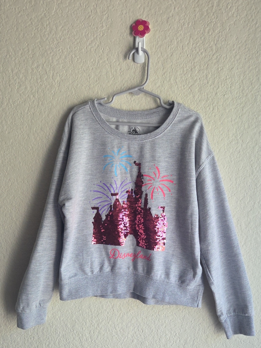 Disney Gray Logo Crewneck with Castle Print